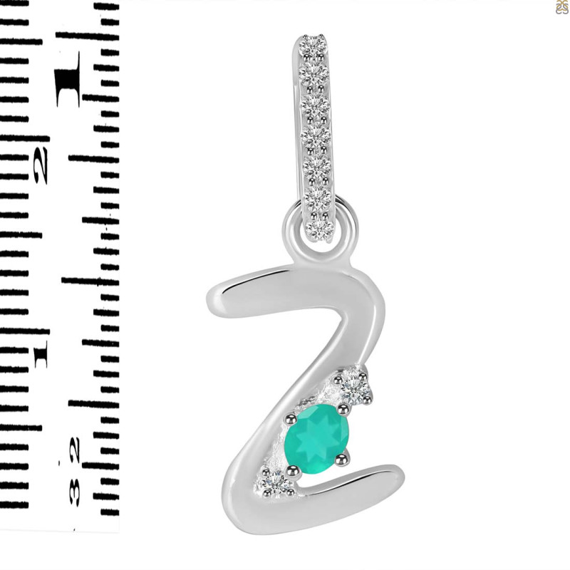 Green Onyx & White Topaz Alphabet Z Pendant GRO-RDA-52.