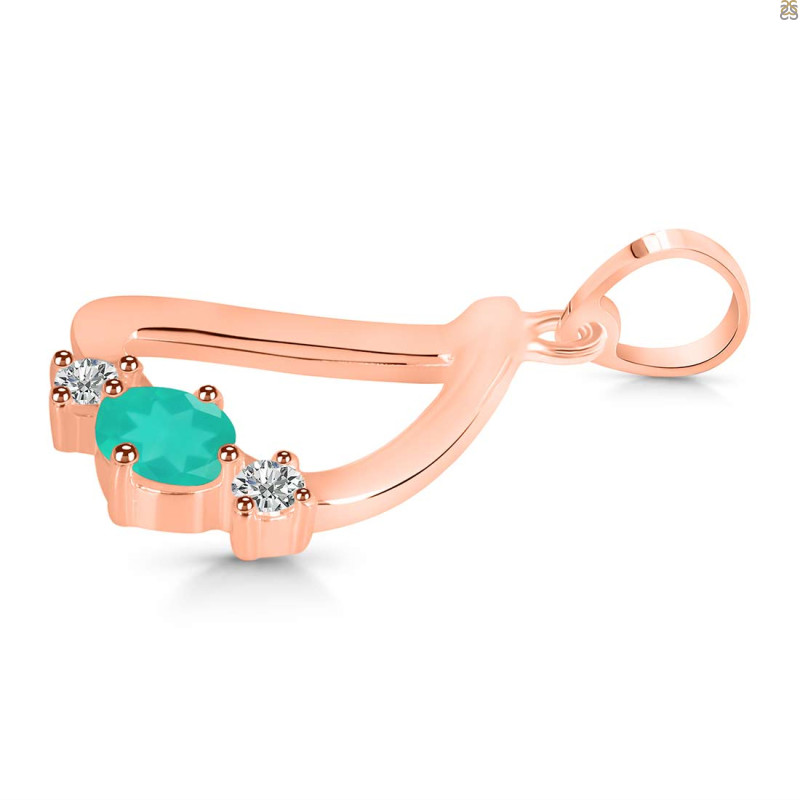 Green Onyx & White Topaz Alphabet D Pendant GRO-RDA-56.