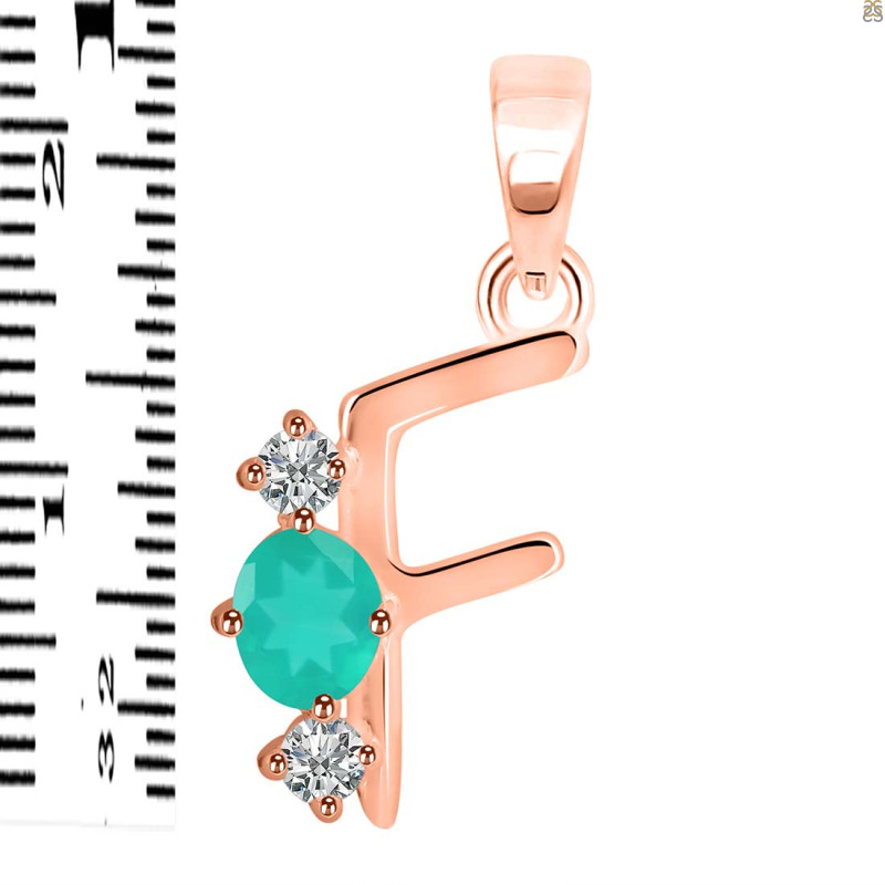 Green Onyx & White Topaz Alphabet F Pendant GRO-RDA-58.
