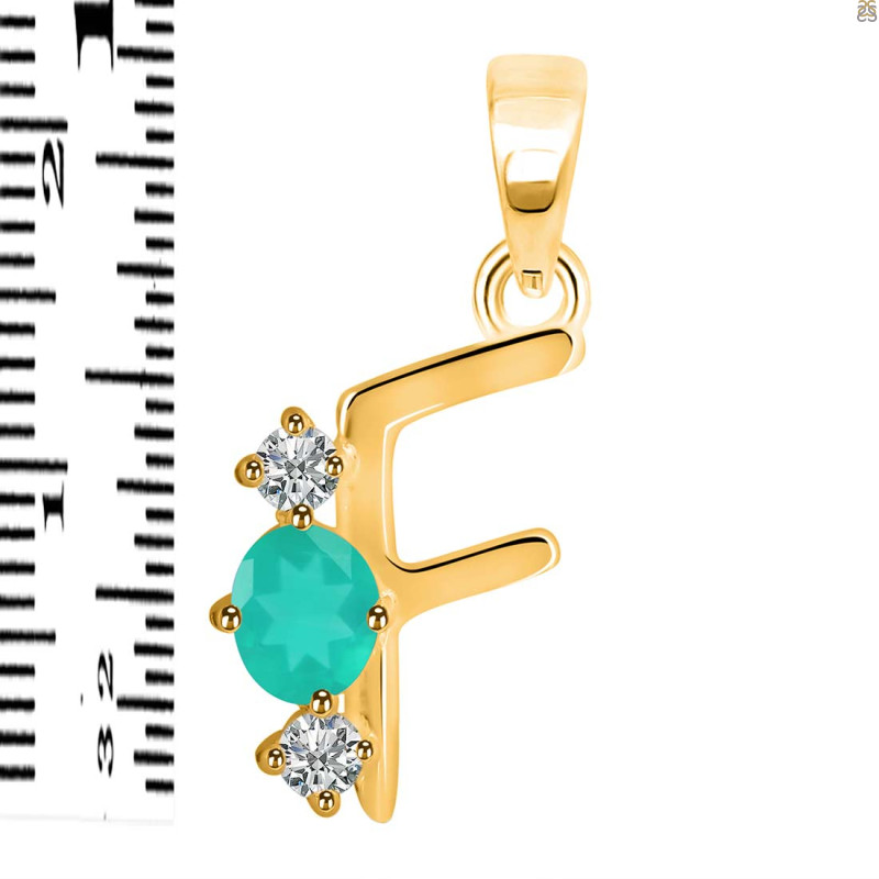 Green Onyx & White Topaz Alphabet F Pendant GRO-RDA-58.
