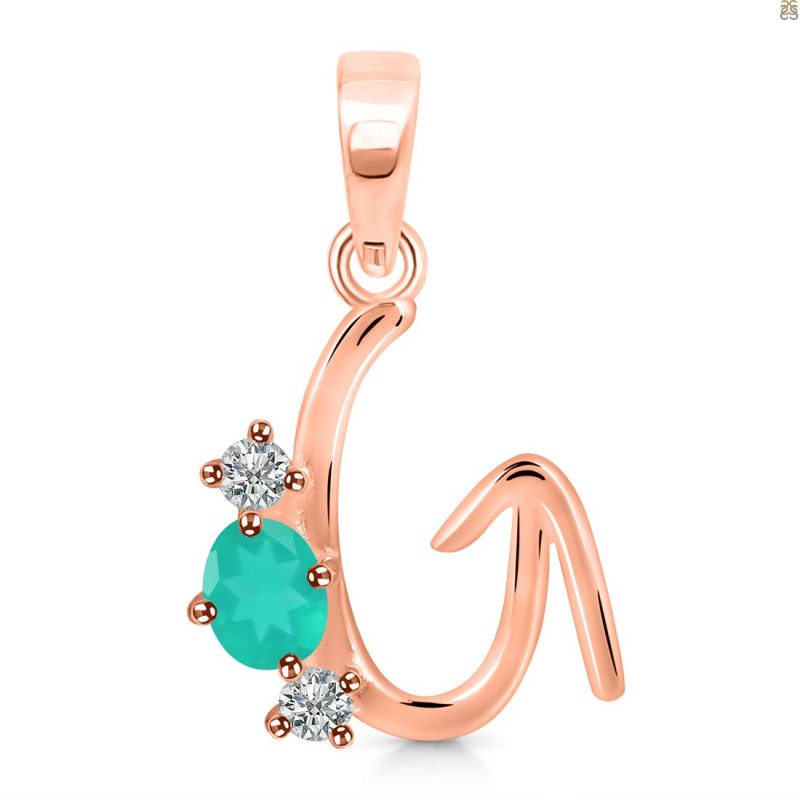 Green Onyx & White Topaz Alphabet G Pendant GRO-RDA-59.