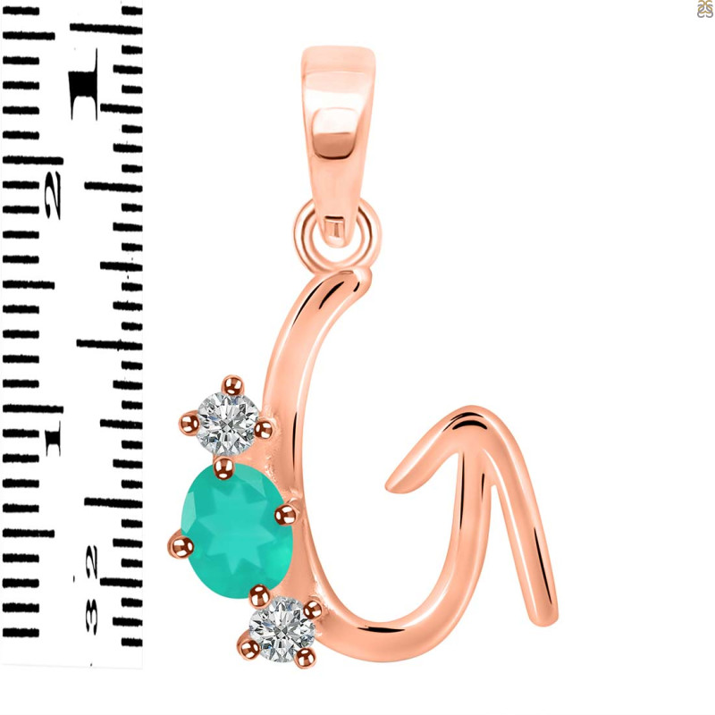 Green Onyx & White Topaz Alphabet G Pendant GRO-RDA-59.