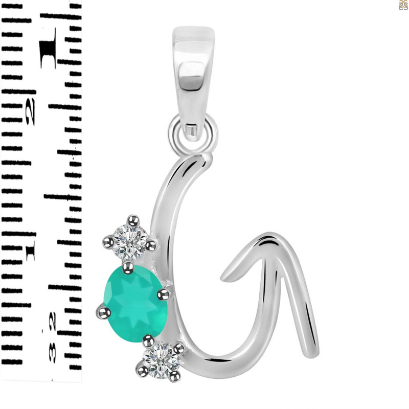 Green Onyx & White Topaz Alphabet G Pendant GRO-RDA-59.