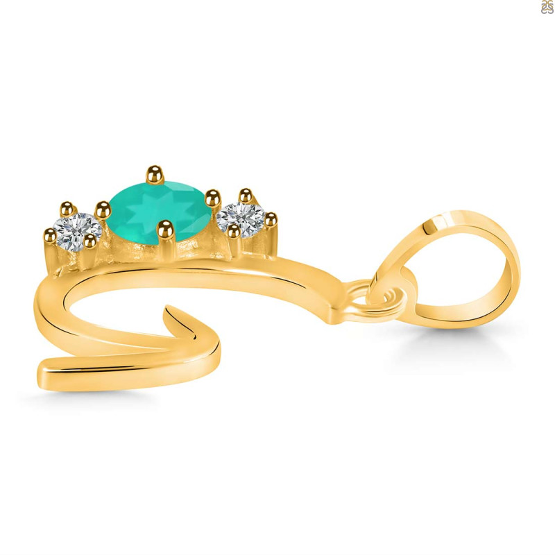 Green Onyx & White Topaz Alphabet G Pendant GRO-RDA-59.