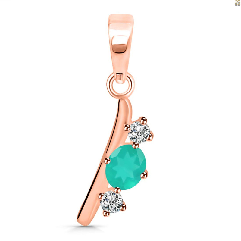 Green Onyx & White Topaz Alphabet I Pendant GRO-RDA-61.
