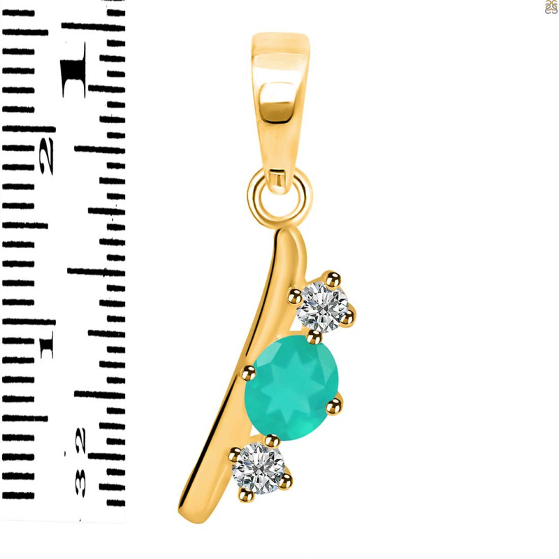 Green Onyx & White Topaz Alphabet I Pendant GRO-RDA-61.