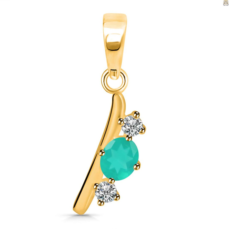 Green Onyx & White Topaz Alphabet I Pendant GRO-RDA-61.