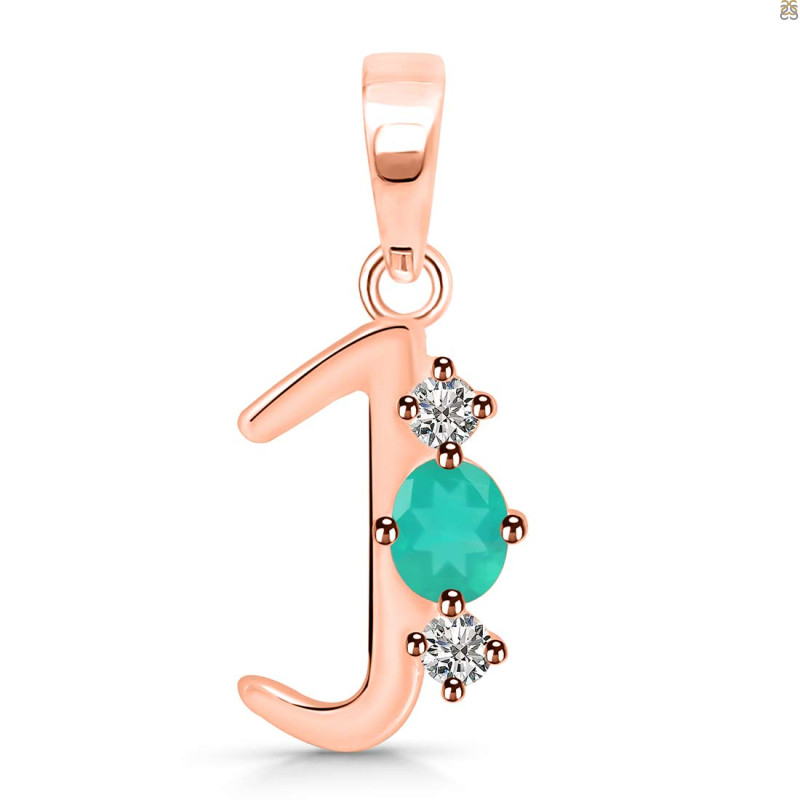 Green Onyx & White Topaz Alphabet J Pendant GRO-RDA-62.