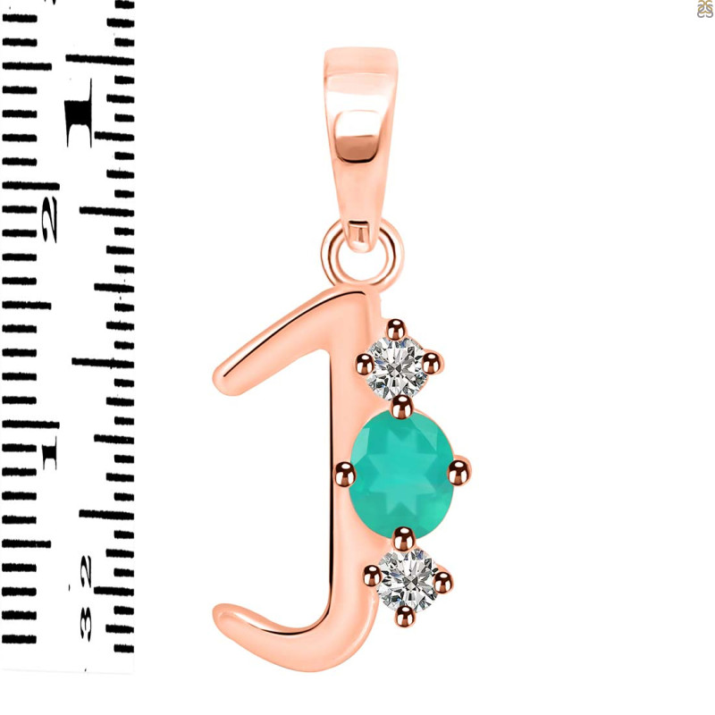 Green Onyx & White Topaz Alphabet J Pendant GRO-RDA-62.