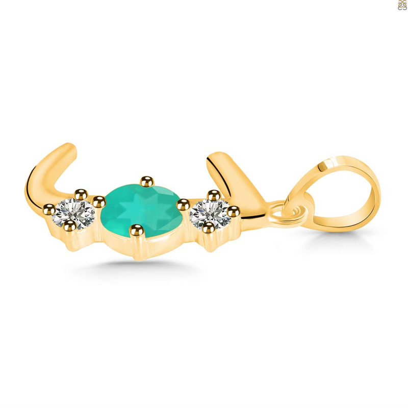Green Onyx & White Topaz Alphabet J Pendant GRO-RDA-62.