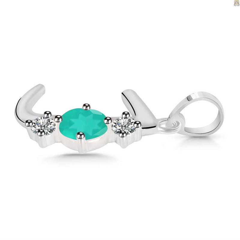 Green Onyx & White Topaz Alphabet J Pendant GRO-RDA-62.