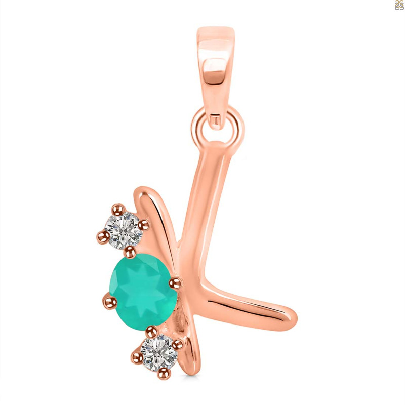 Green Onyx & White Topaz Alphabet K Pendant GRO-RDA-63.