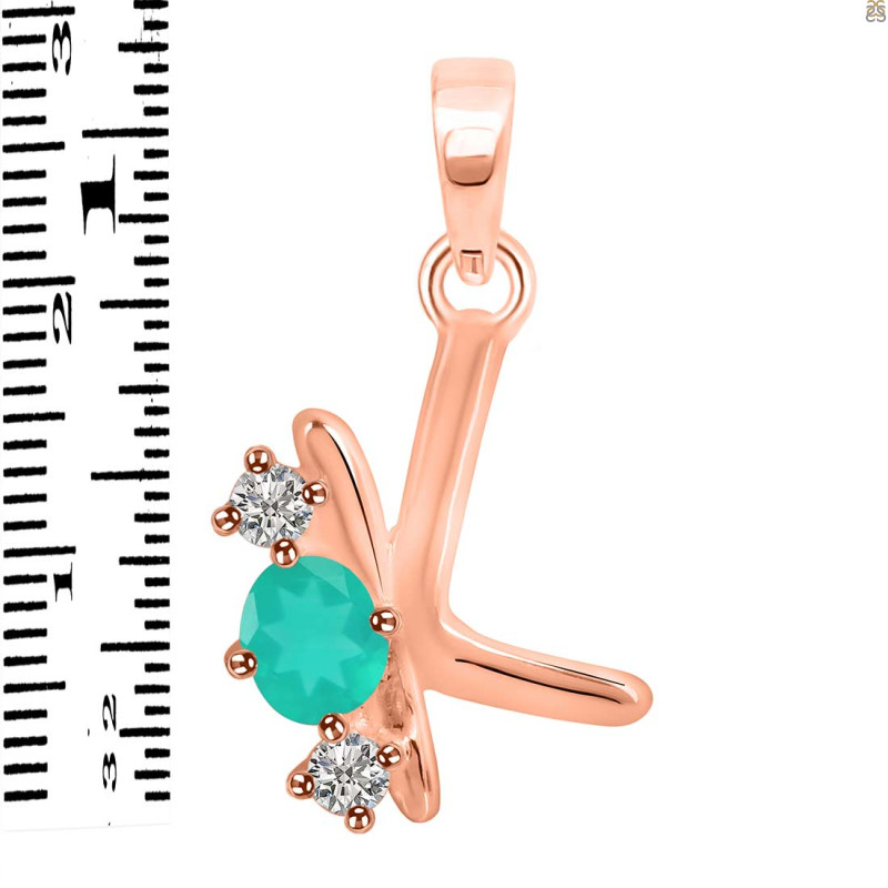 Green Onyx & White Topaz Alphabet K Pendant GRO-RDA-63.