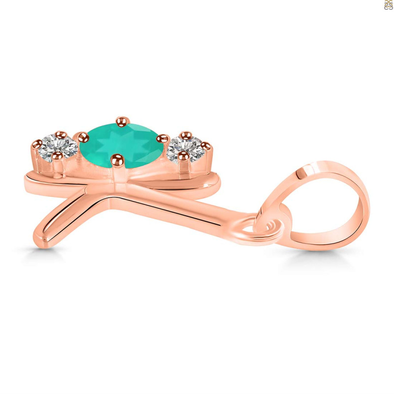 Green Onyx & White Topaz Alphabet K Pendant GRO-RDA-63.