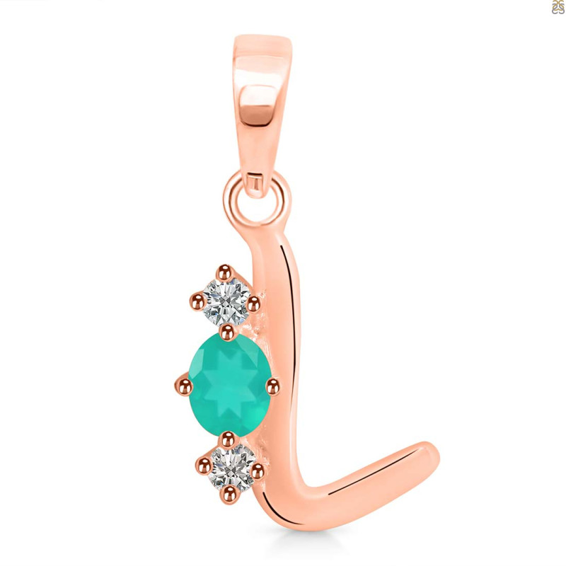 Green Onyx & White Topaz Alphabet L Pendant GRO-RDA-64.