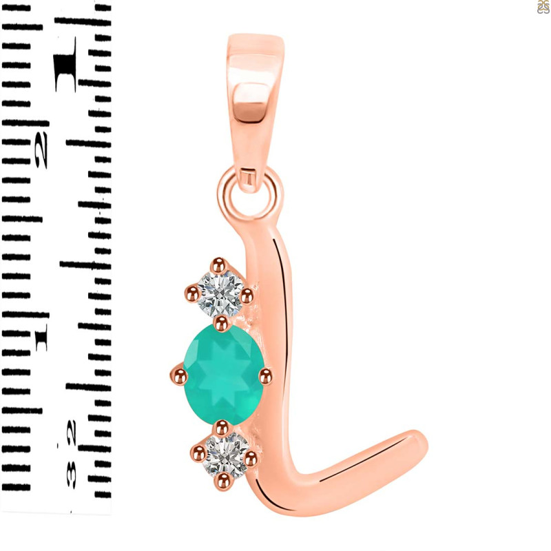 Green Onyx & White Topaz Alphabet L Pendant GRO-RDA-64.