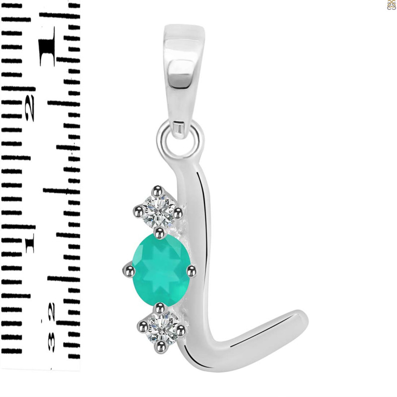 Green Onyx & White Topaz Alphabet L Pendant GRO-RDA-64.