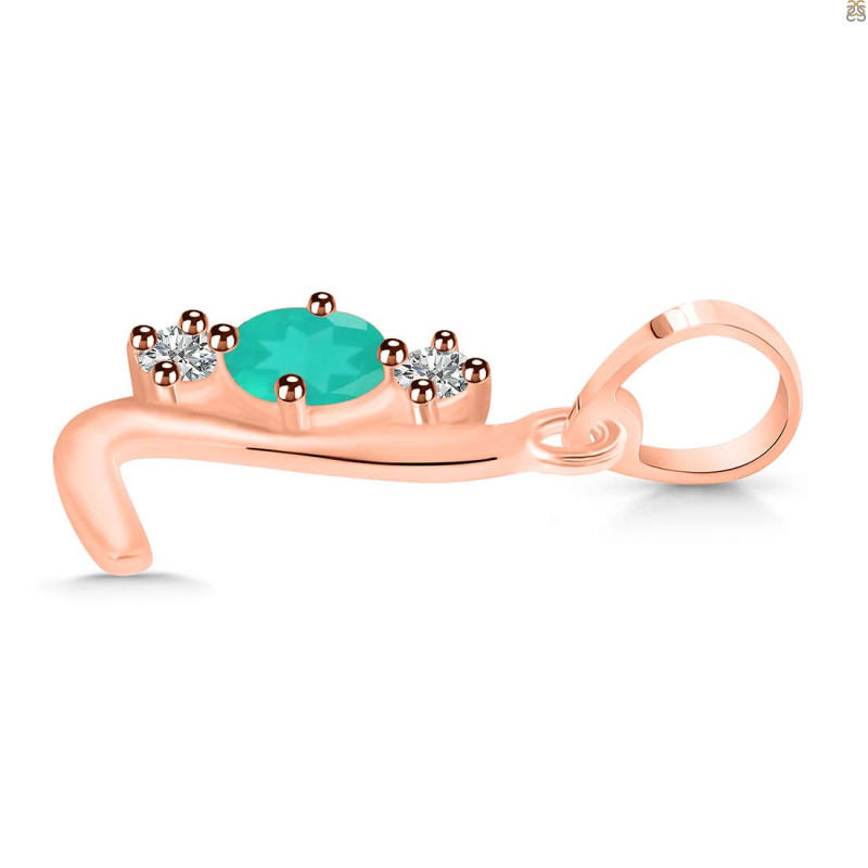 Green Onyx & White Topaz Alphabet L Pendant GRO-RDA-64.
