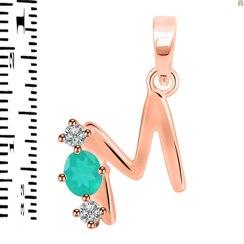 Green Onyx & White Topaz Alphabet M Pendant GRO-RDA-65.
