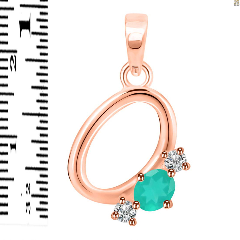 Green Onyx & White Topaz Alphabet O Pendant GRO-RDA-67.