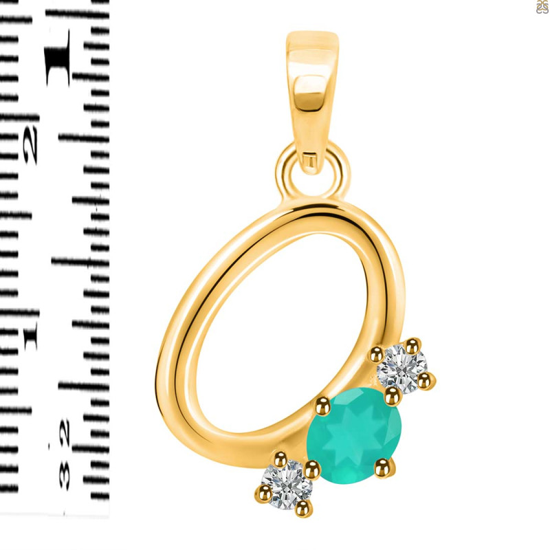 Green Onyx & White Topaz Alphabet O Pendant GRO-RDA-67.