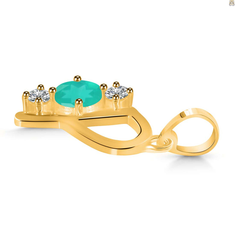Green Onyx & White Topaz Alphabet P Pendant GRO-RDA-68.