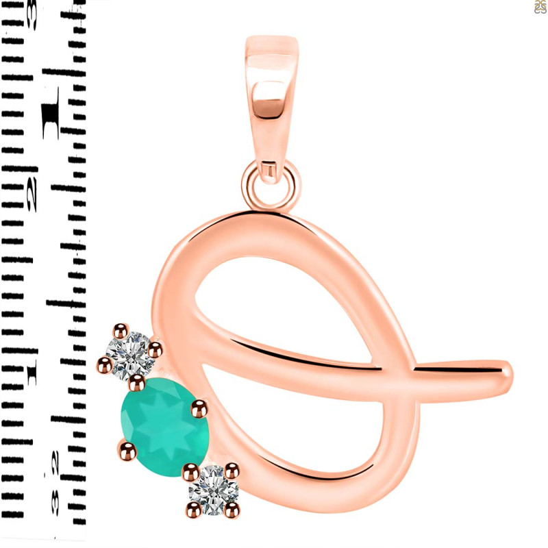 Green Onyx & White Topaz Alphabet Q Pendant GRO-RDA-69.