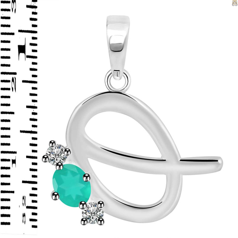 Green Onyx & White Topaz Alphabet Q Pendant GRO-RDA-69.