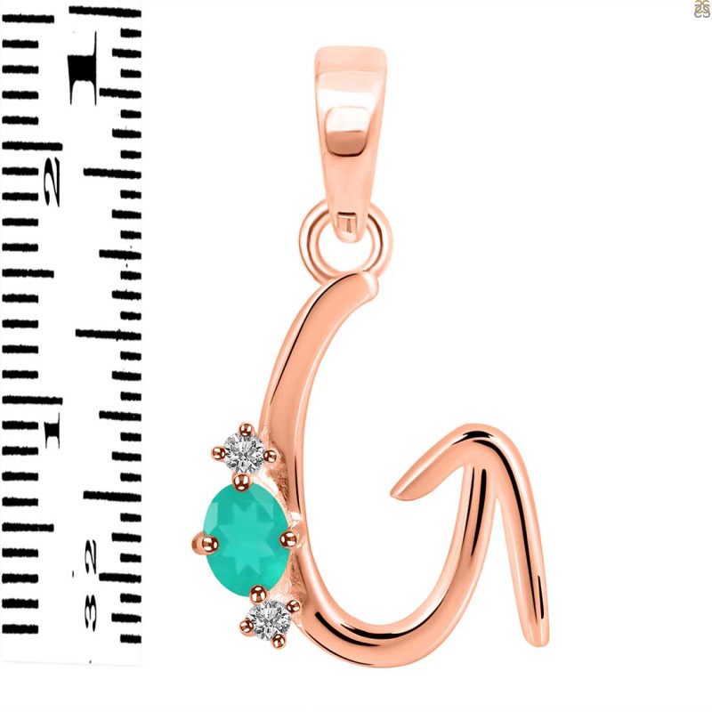 Green Onyx & White Topaz Alphabet G Pendant GRO-RDA-7.