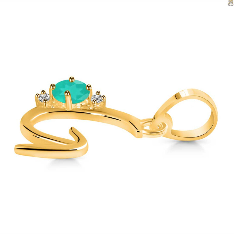 Green Onyx & White Topaz Alphabet G Pendant GRO-RDA-7.