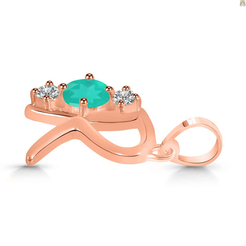Green Onyx & White Topaz Alphabet R Pendant GRO-RDA-70.