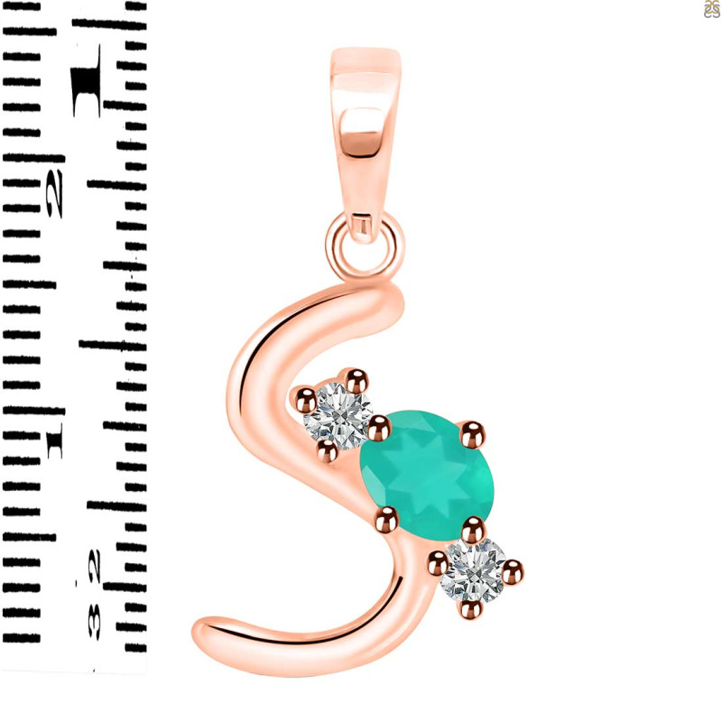 Green Onyx & White Topaz Alphabet S Pendant GRO-RDA-71.