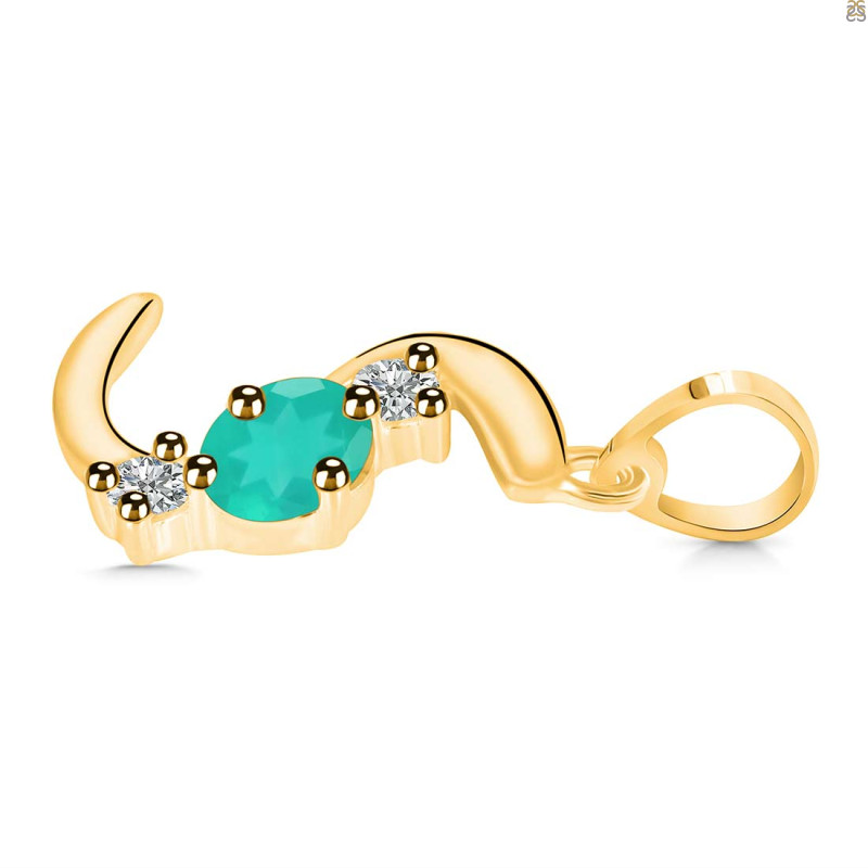 Green Onyx & White Topaz Alphabet S Pendant GRO-RDA-71.