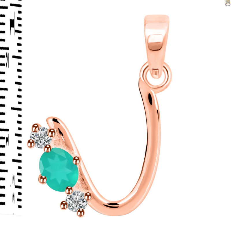 Green Onyx & White Topaz Alphabet U Pendant GRO-RDA-73.