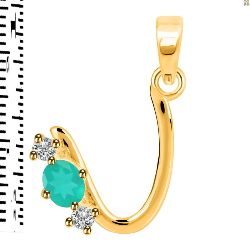 Green Onyx & White Topaz Alphabet U Pendant GRO-RDA-73.