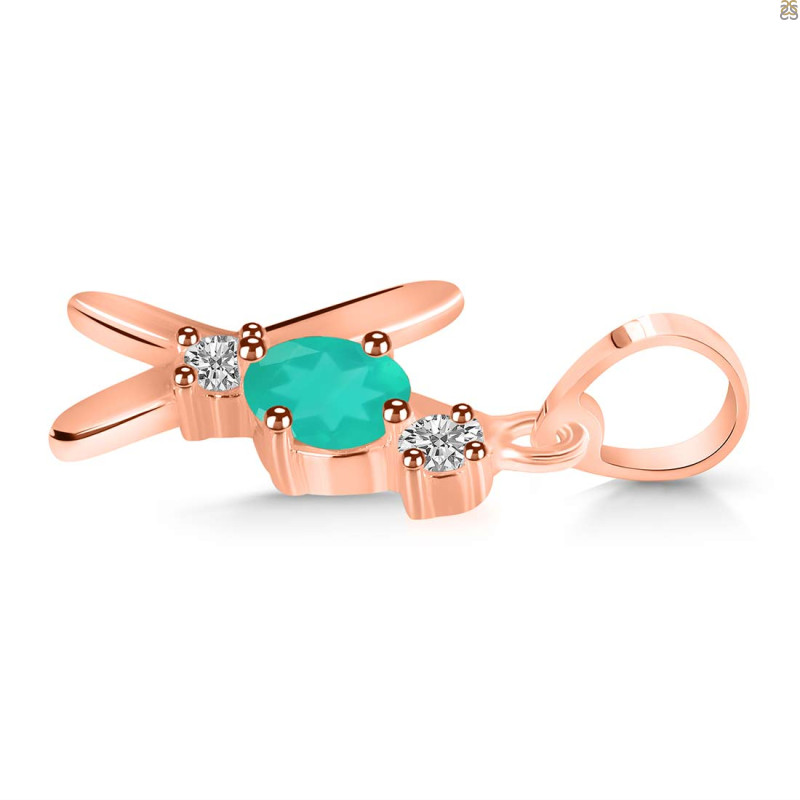 Green Onyx & White Topaz Alphabet X Pendant GRO-RDA-76.