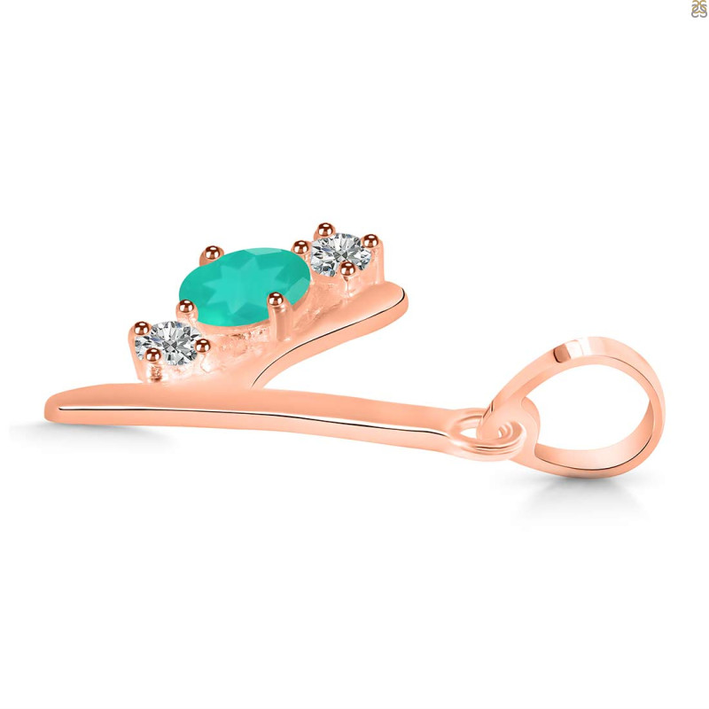 Green Onyx & White Topaz Alphabet Y Pendant GRO-RDA-77.