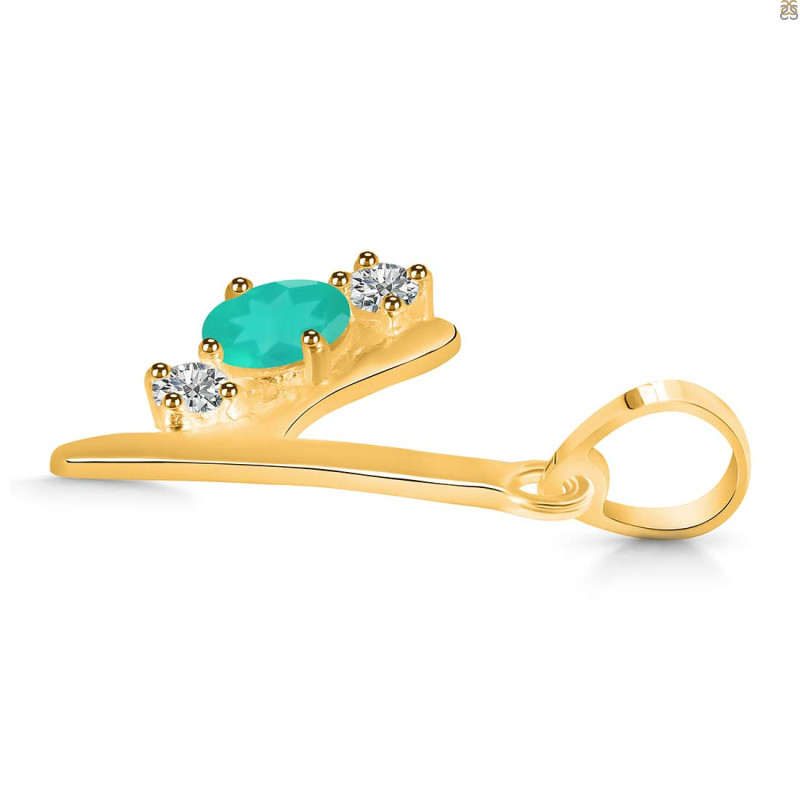 Green Onyx & White Topaz Alphabet Y Pendant GRO-RDA-77.