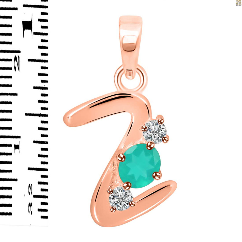 Green Onyx & White Topaz Alphabet Z Pendant GRO-RDA-78.