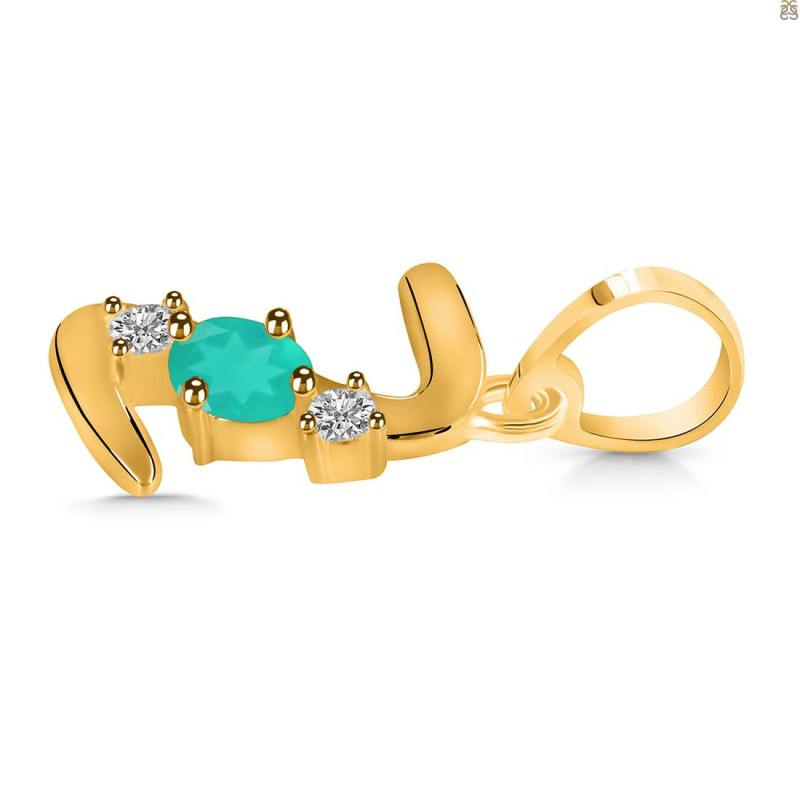 Green Onyx & White Topaz Alphabet Z Pendant GRO-RDA-78.
