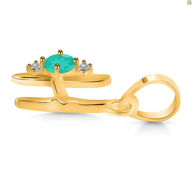 Green Onyx & White Topaz Alphabet H Pendant GRO-RDA-8.