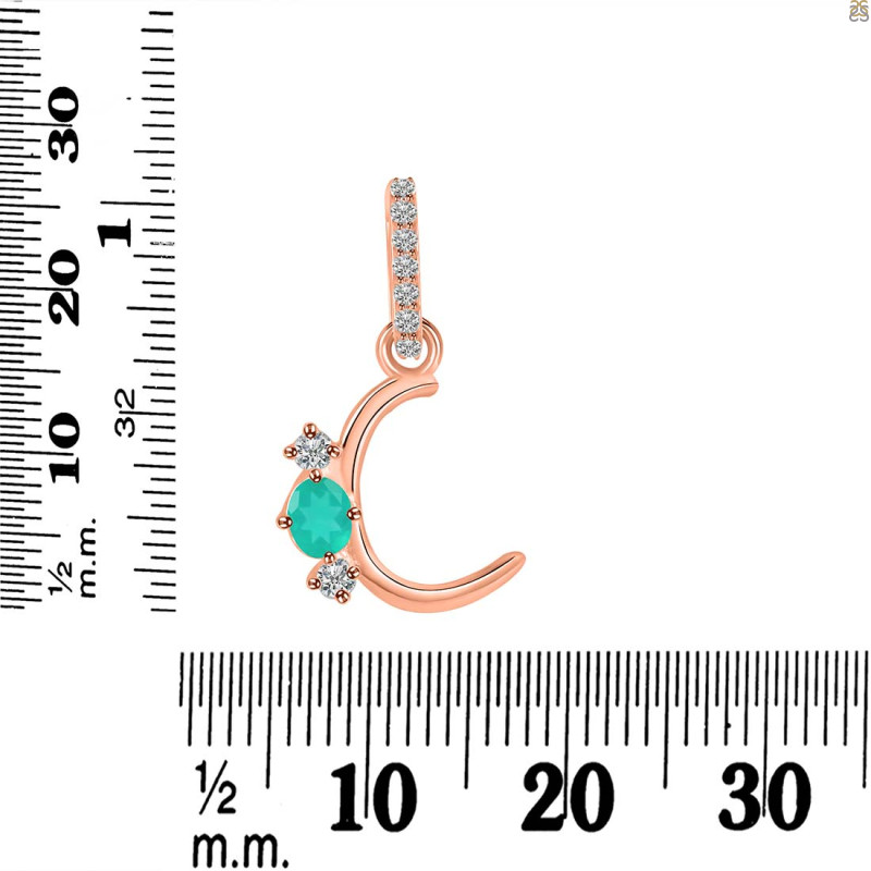 Green Onyx & White Topaz Alphabet C Pendant GRO-RDA-81.