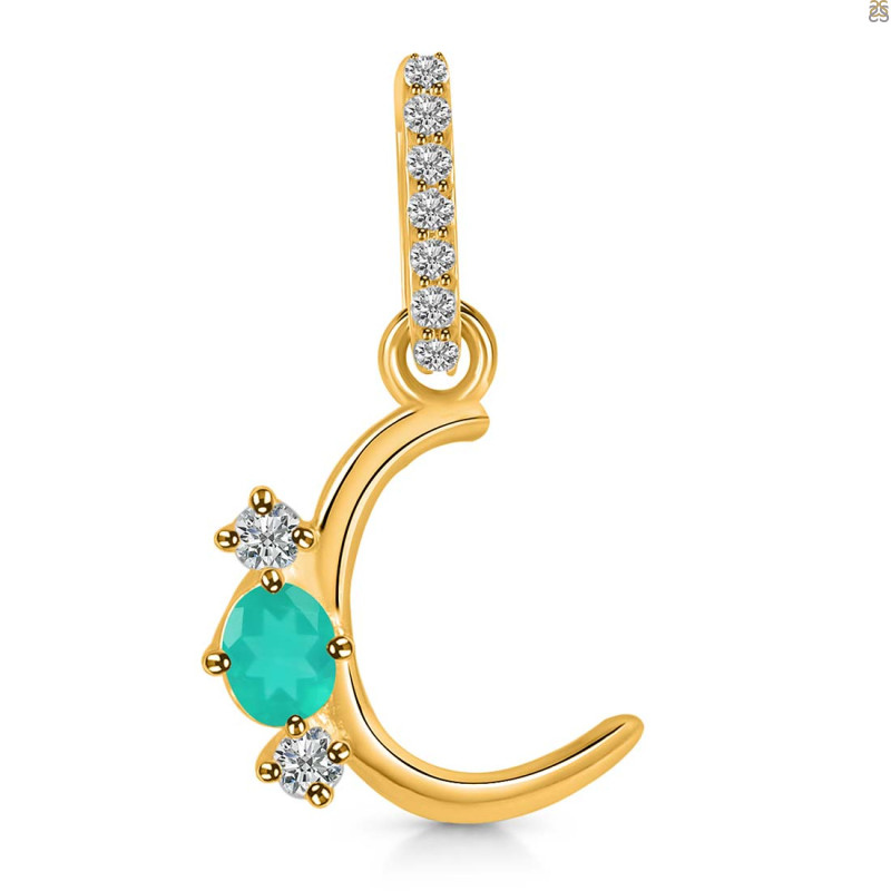 Green Onyx & White Topaz Alphabet C Pendant GRO-RDA-81.
