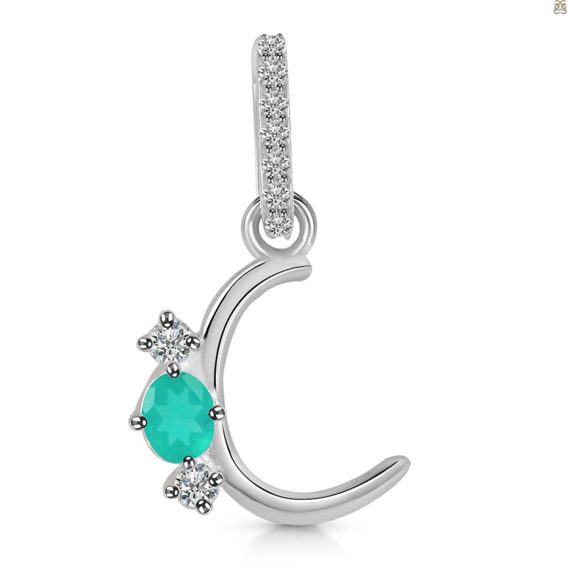 Green Onyx & White Topaz Alphabet C Pendant GRO-RDA-81.