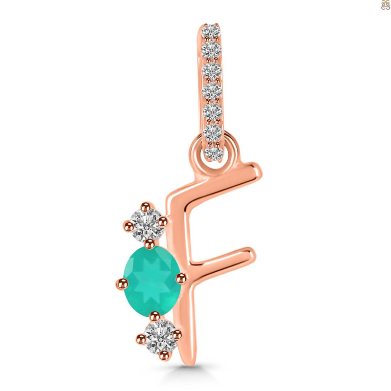 Green Onyx & White Topaz Alphabet F Pendant GRO-RDA-84.