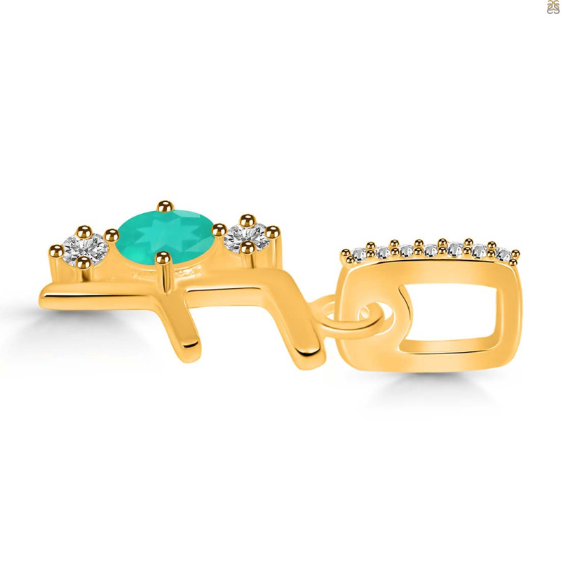 Green Onyx & White Topaz Alphabet F Pendant GRO-RDA-84.