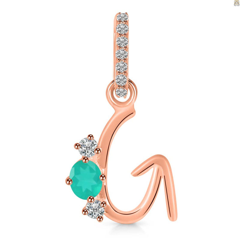 Green Onyx & White Topaz Alphabet G Pendant GRO-RDA-85.