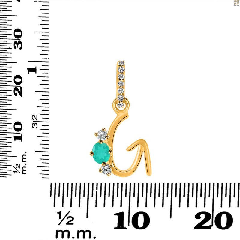 Green Onyx & White Topaz Alphabet G Pendant GRO-RDA-85.