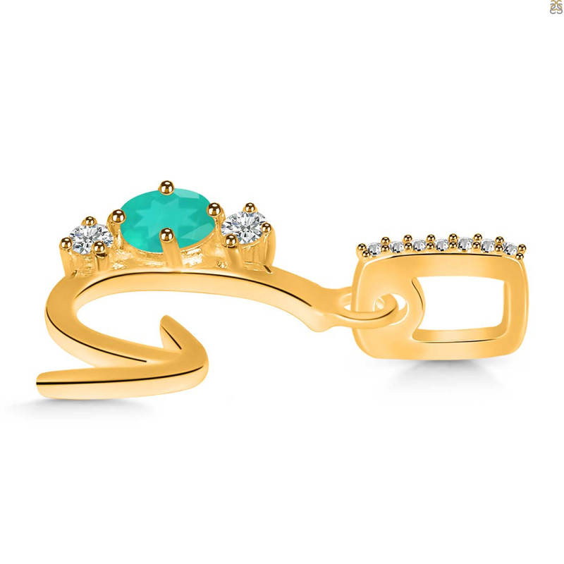 Green Onyx & White Topaz Alphabet G Pendant GRO-RDA-85.