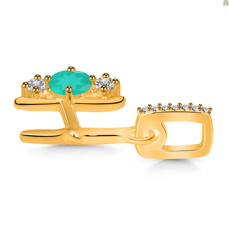 Green Onyx & White Topaz Alphabet H Pendant GRO-RDA-86.